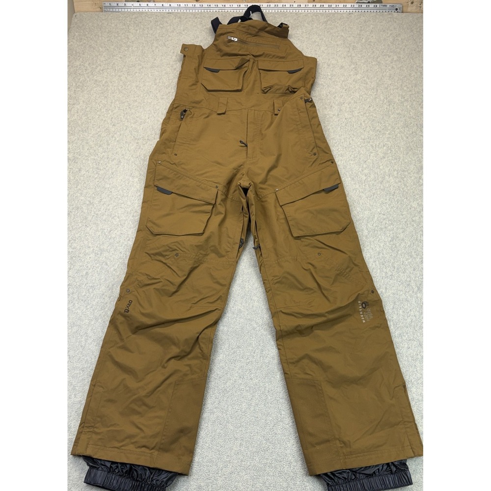 Mountain Hardwear Mens Ski Snowboard Bib Pants Brown Quick Dry Waterproof S